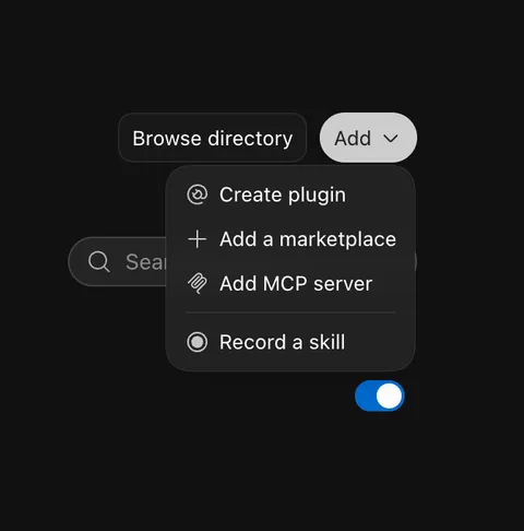 Add menu in ChatGPT for Mac Plugins with Add MCP server